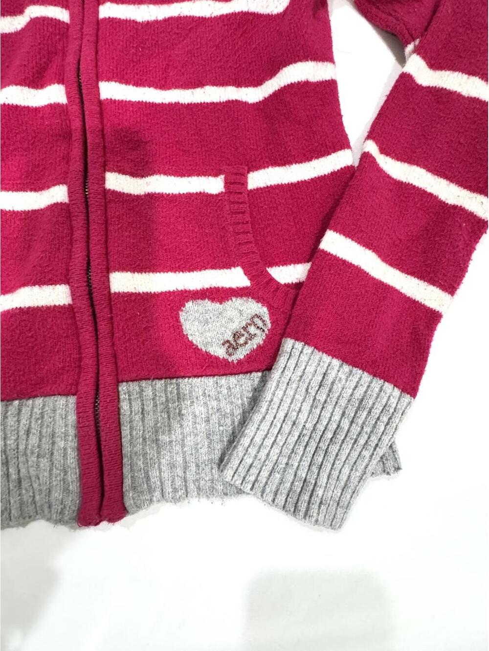 Vintage Y2K Pink Striped Aeropostale Zip Up Hoodie Coquette - Picture 2 of 6